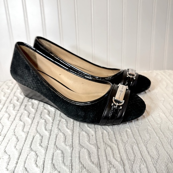 ANTONIO MELANI • Marva Wedge Suede Embossed Snakeskin Wedge Ballet 8.5 - Picture 1 of 13